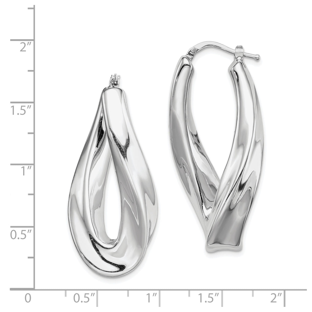 Sterling Silver Twisted Teardrop Hoop Earrings with Sleek Modern Sculptural Design
