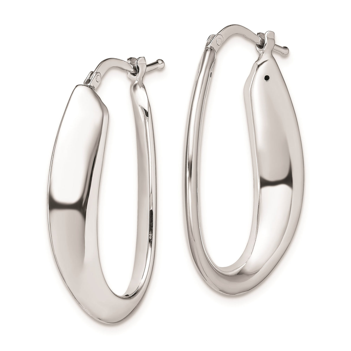 Sterling Silver Oval Hoop Earrings, Chunky Teardrop Design, Modern Lightweight Style for Women