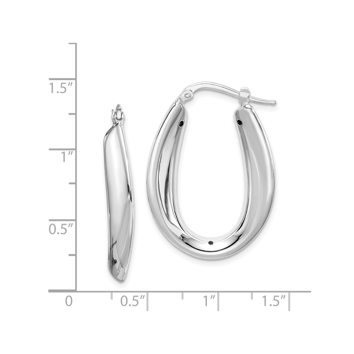 Sterling Silver Oval Hoop Earrings, Chunky Teardrop Design, Modern Lightweight Style for Women