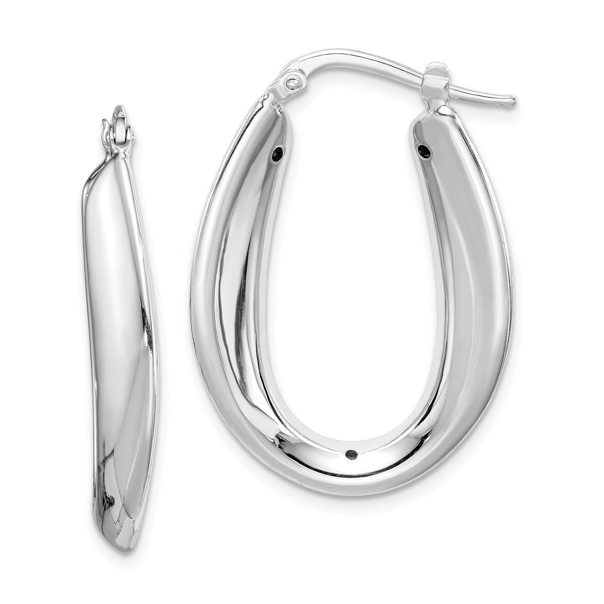 Sterling Silver Oval Hoop Earrings, Chunky Teardrop Design, Modern Lightweight Style for Women