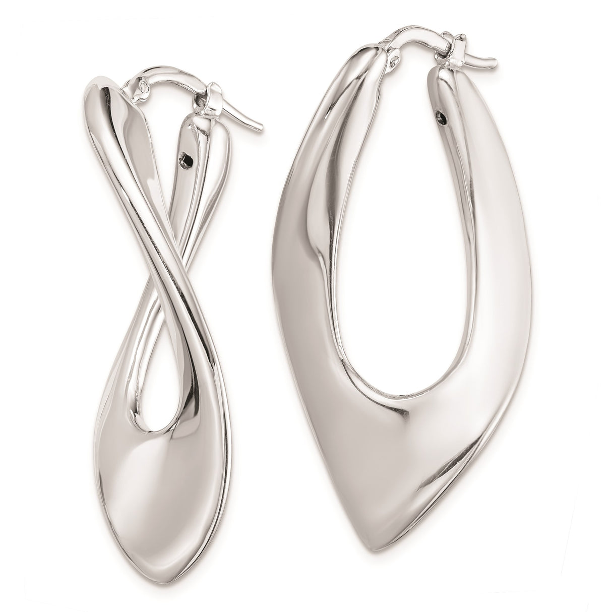 Sterling Silver Twisted Teardrop Hoop Earrings, Abstract Curved Sculptural Design for Women