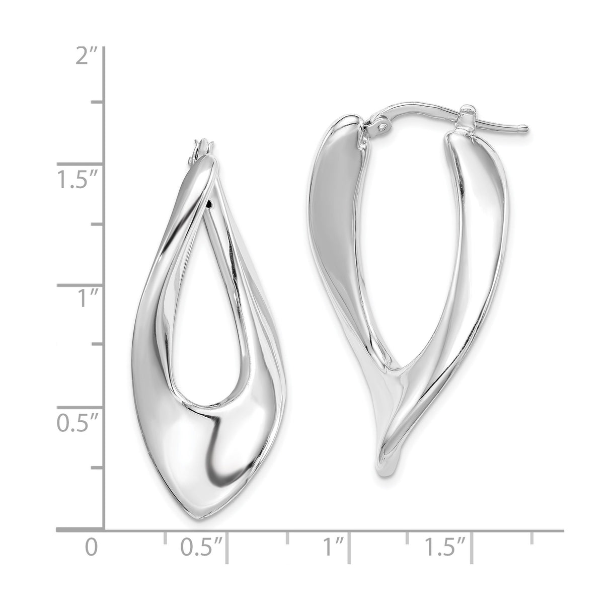 Sterling Silver Twisted Teardrop Hoop Earrings, Abstract Curved Sculptural Design for Women