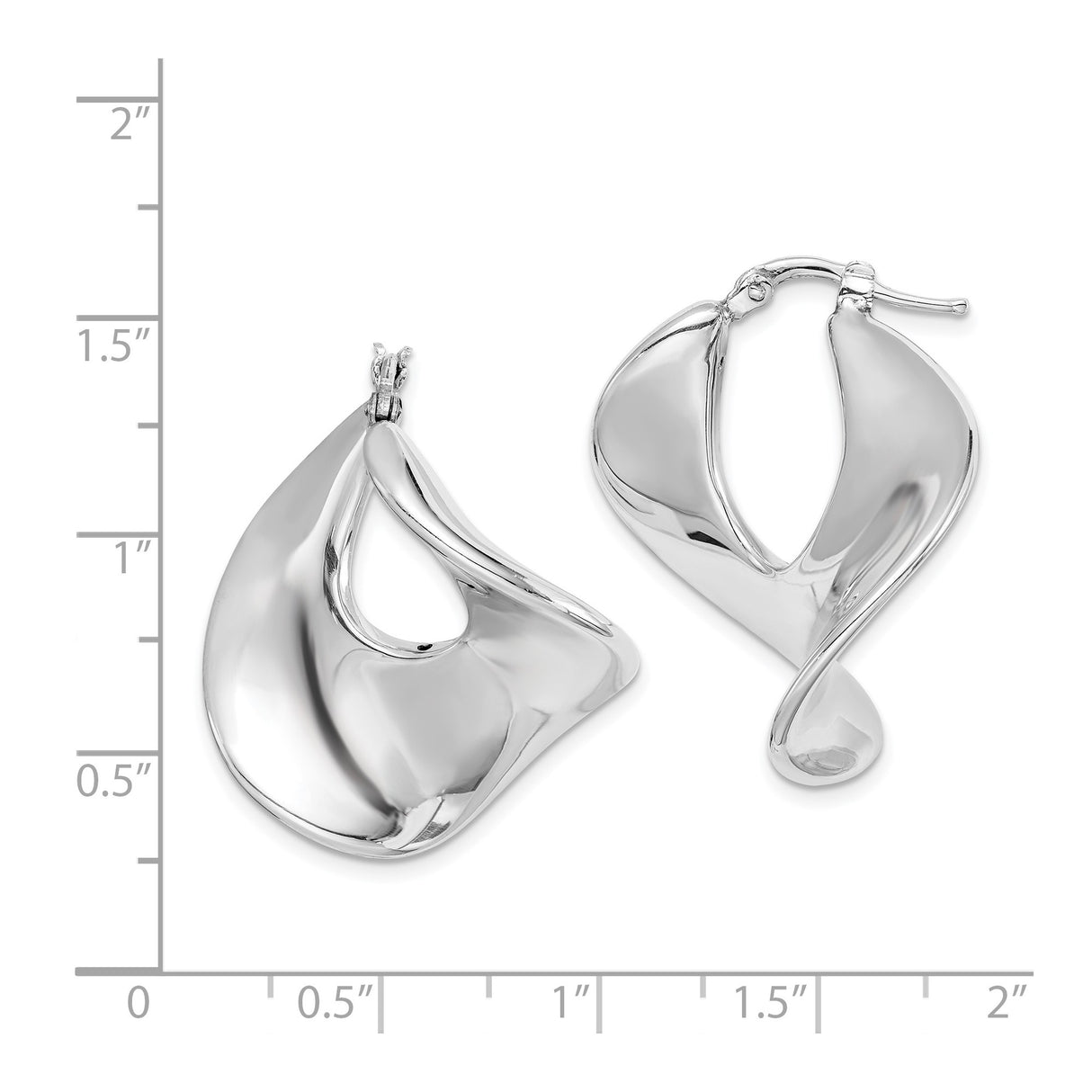 Sterling Silver Abstract Hoop Earrings with Sculptural Fluid Design, Modern Geometric Style