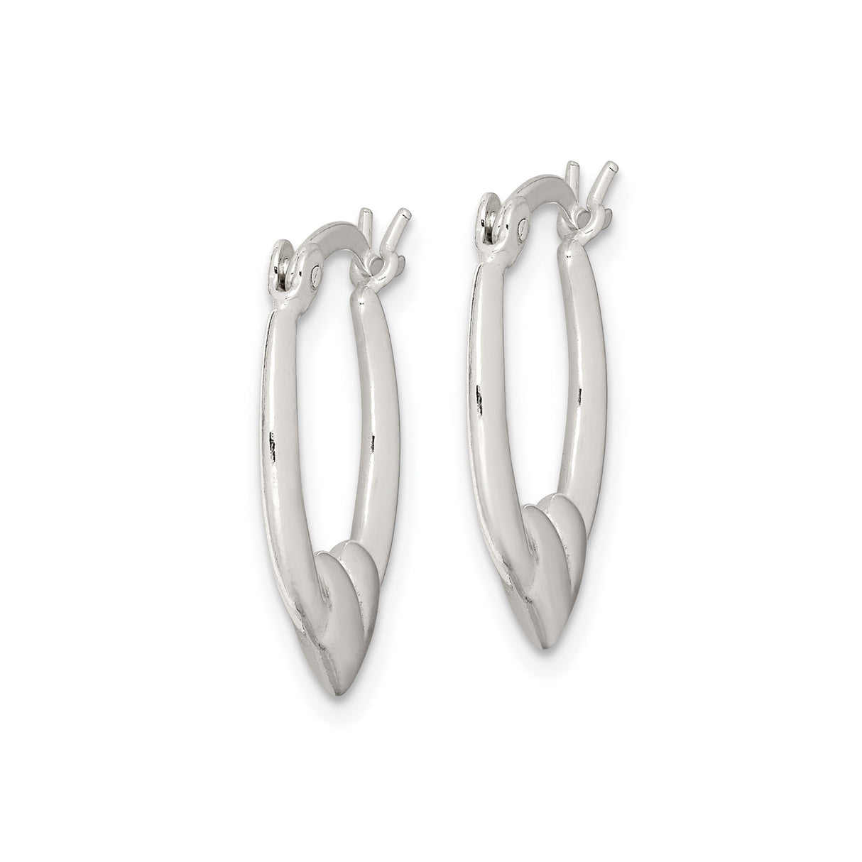 Sterling Silver Heart Hoop Earrings, Polished Heart-Shaped Hoops for Women