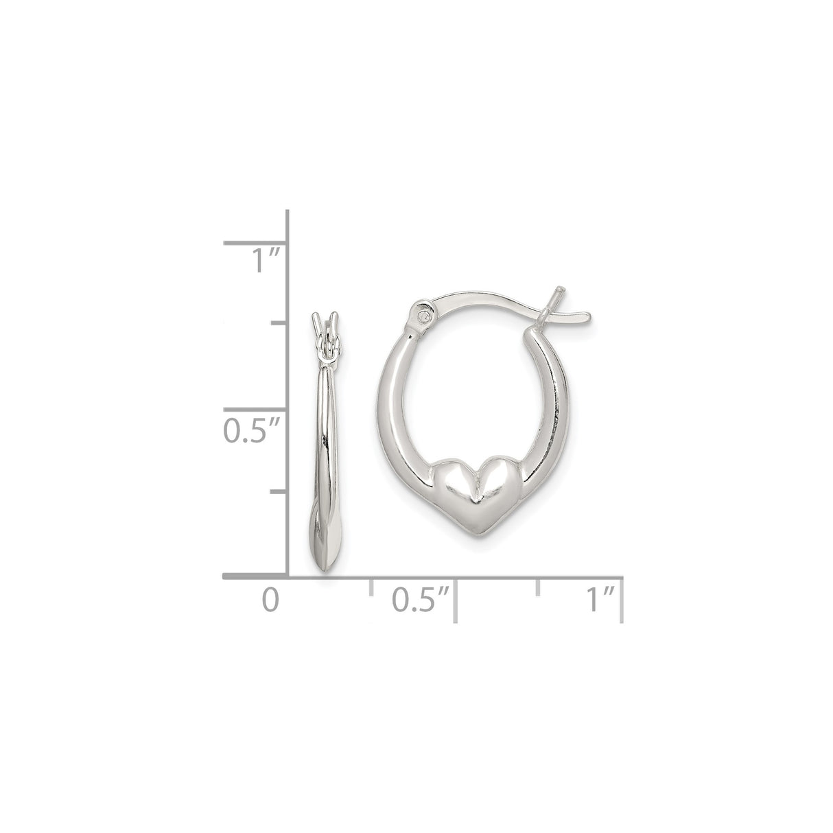 Sterling Silver Heart Hoop Earrings, Polished Heart-Shaped Hoops for Women