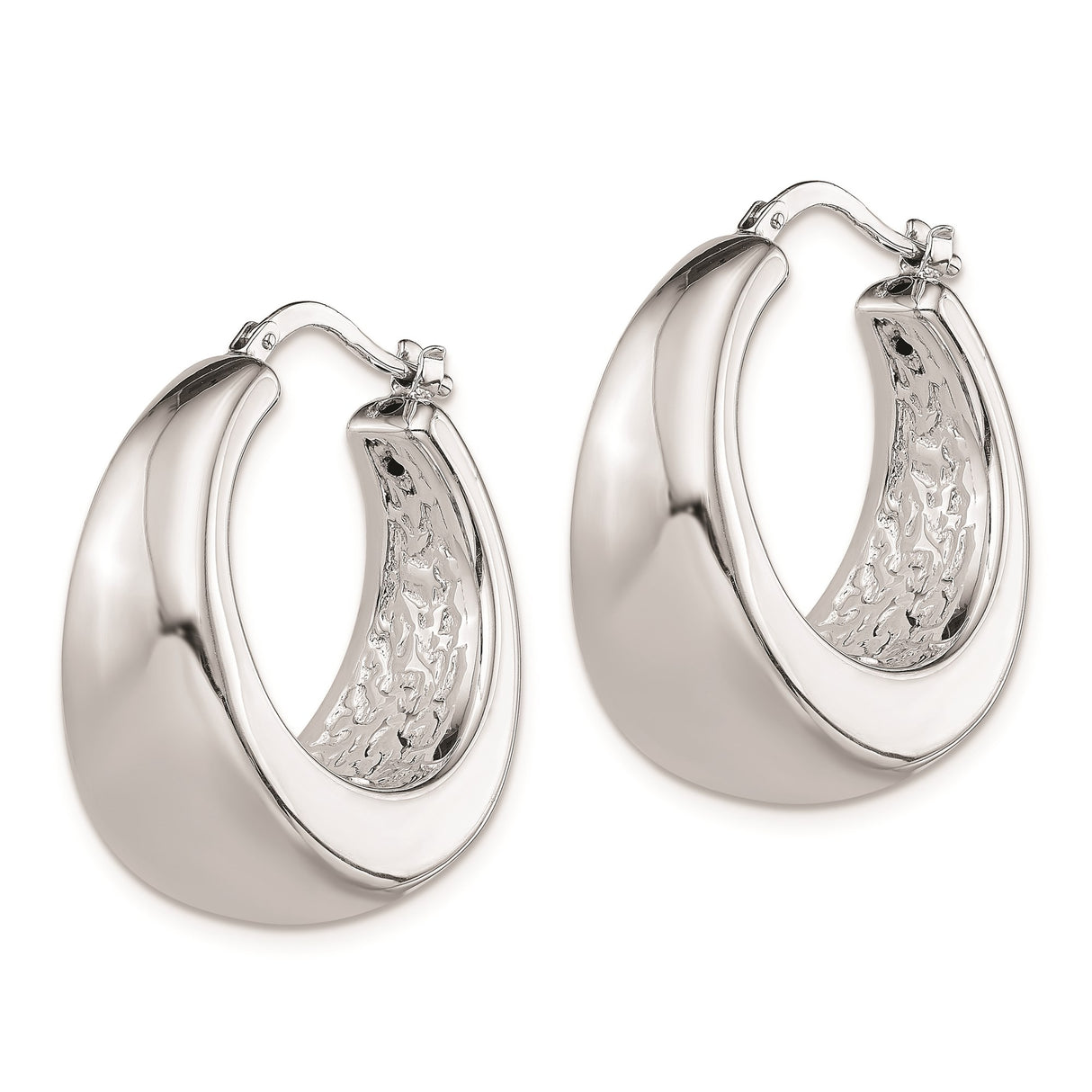 Sterling Silver Hoop Earrings with Smooth Tapered Design and High Polish Finish