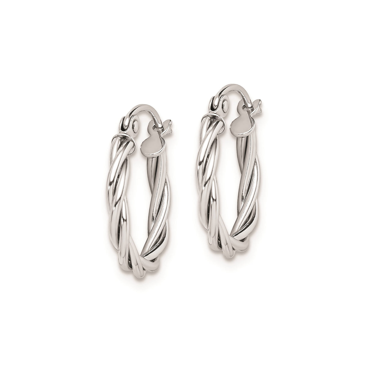 Sterling Silver Hoop Earrings, Twisted Rope Design, Lightweight Classic Style for Women