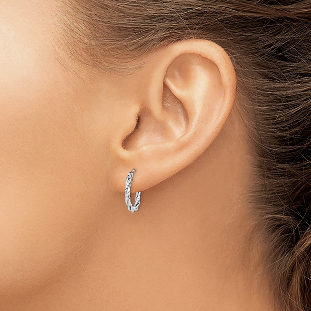 Sterling Silver Hoop Earrings, Twisted Rope Design, Lightweight Classic Style for Women