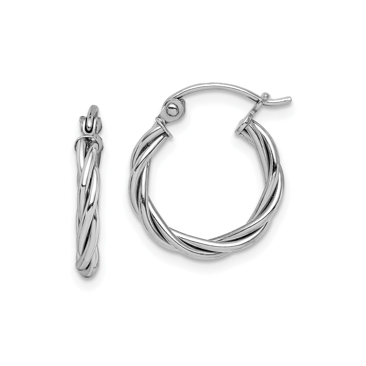 Sterling Silver Hoop Earrings, Twisted Rope Design, Lightweight Classic Style for Women