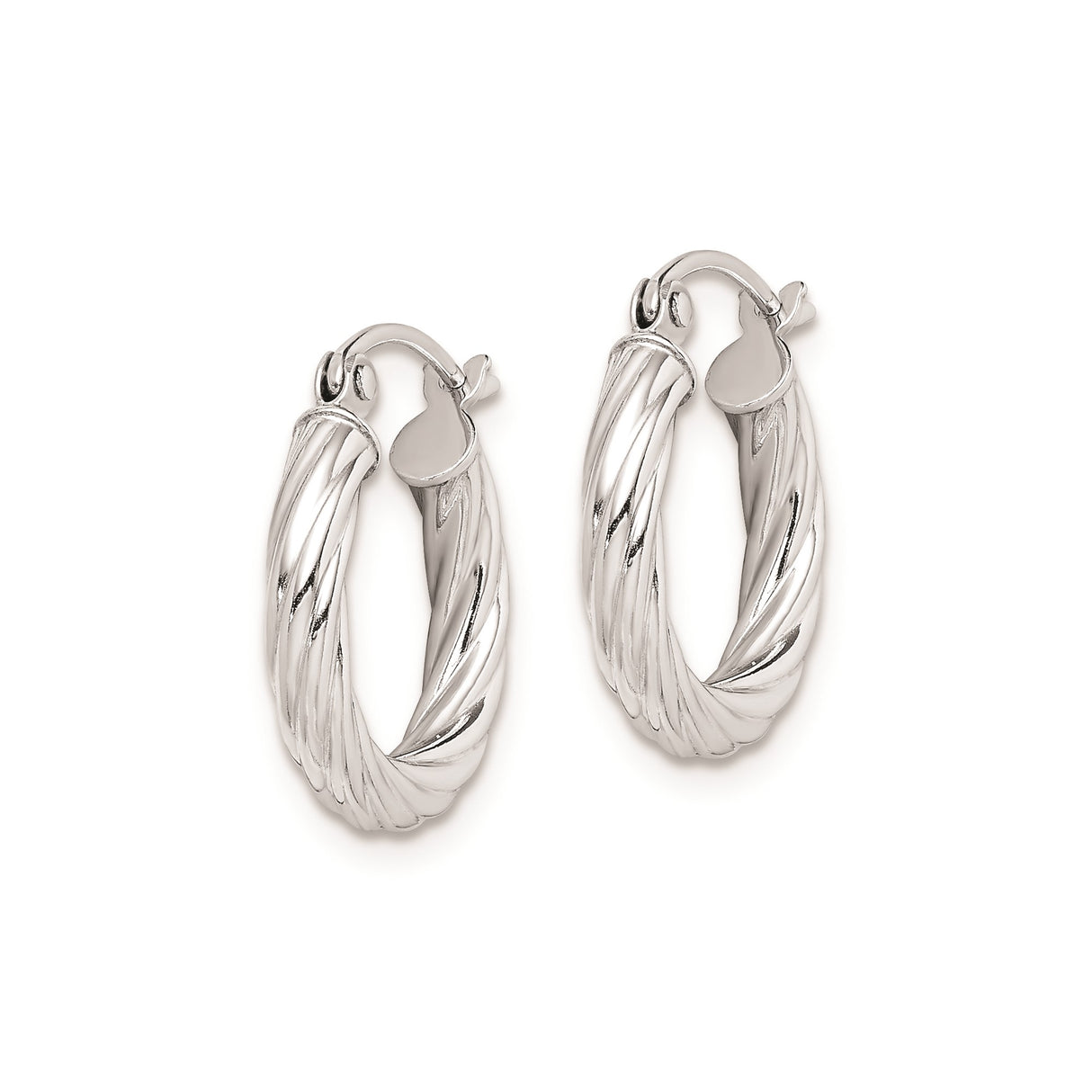 Sterling Silver Twisted Rope Hoop Earrings, Polished Finish, Medium Size for Women