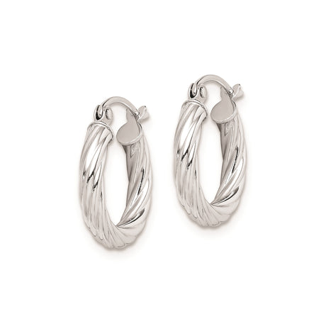Sterling Silver Twisted Rope Hoop Earrings, Polished Finish, Medium Size for Women