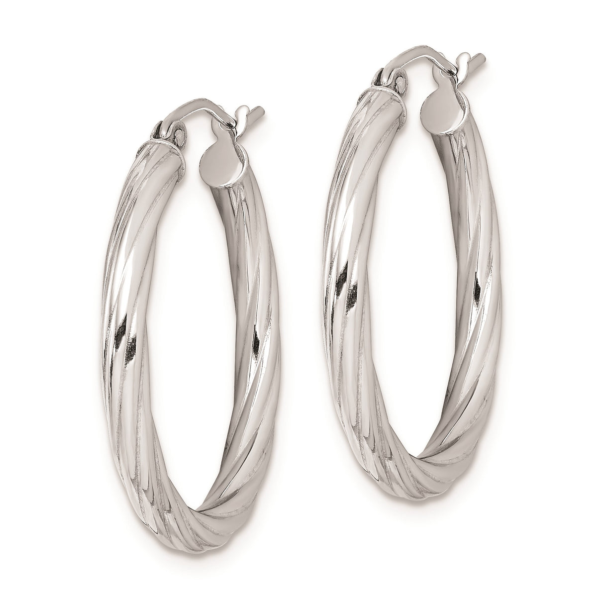 Sterling Silver Twisted Hoop Earrings, Polished Rope Style Medium Hoops for Women