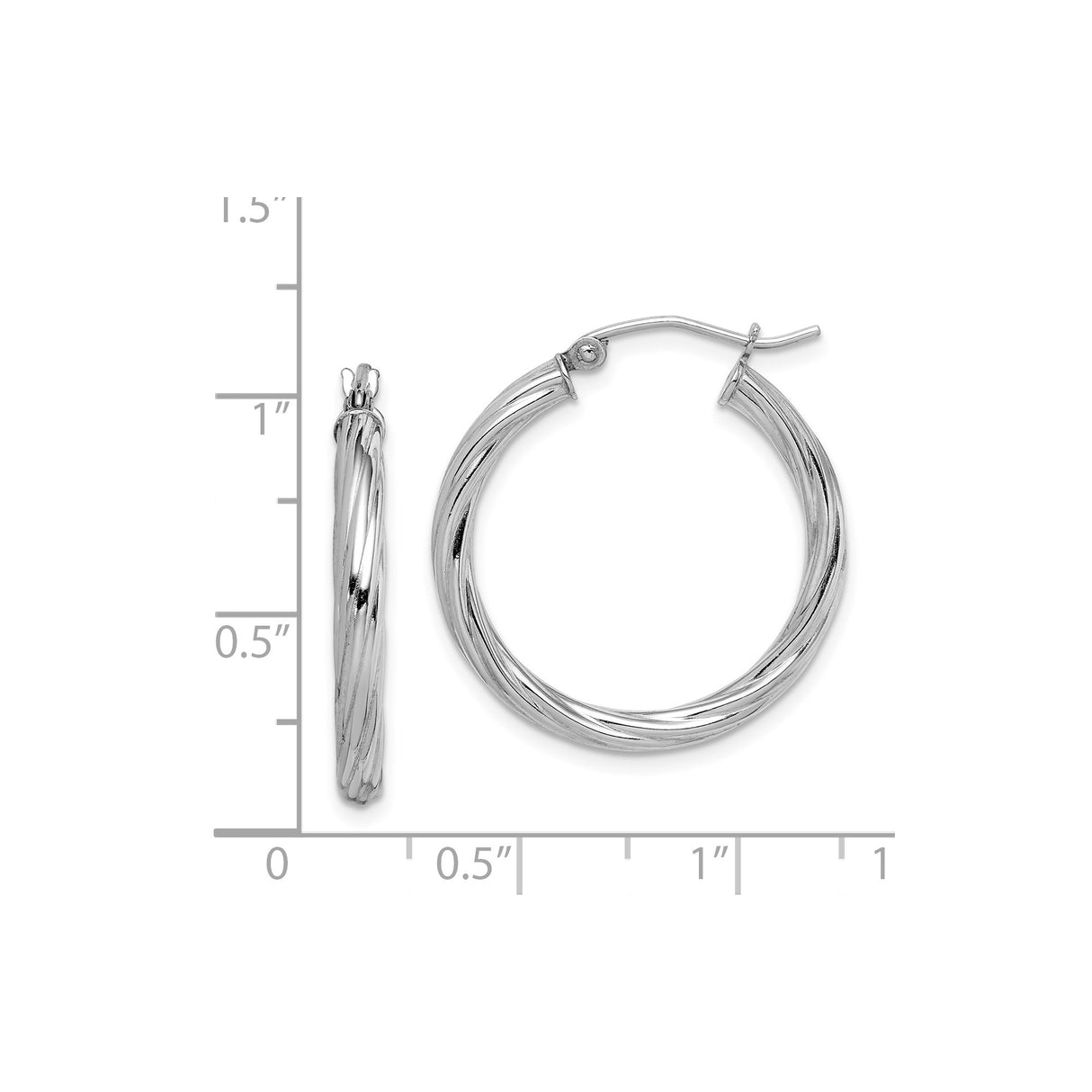 Sterling Silver Twisted Hoop Earrings, Polished Rope Style Medium Hoops for Women