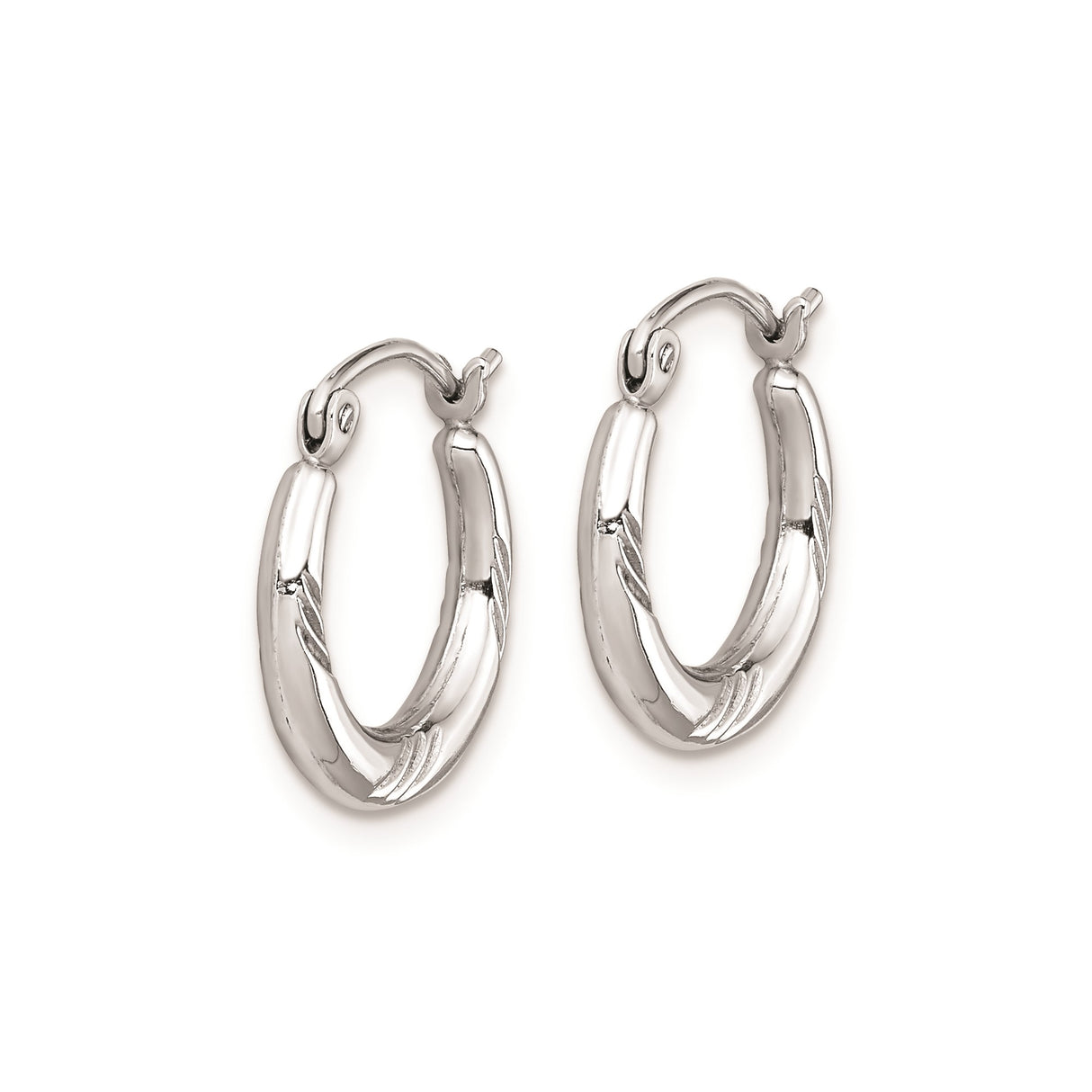 Sterling Silver Hoop Earrings with Leaf Design, Lightweight Minimalist Nature Style