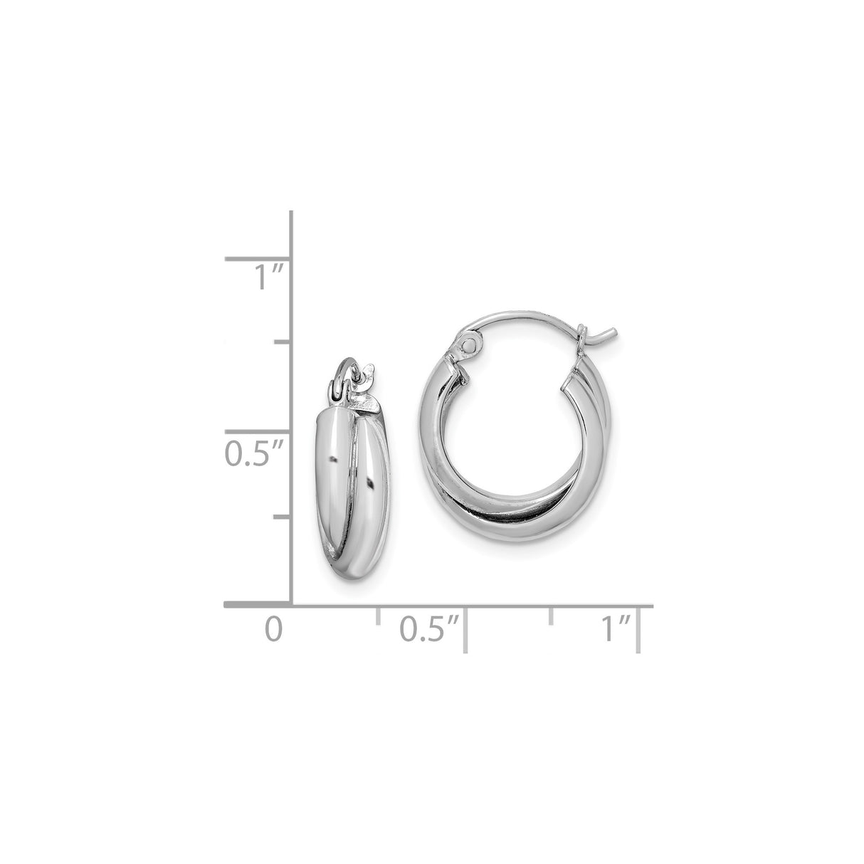 Sterling Silver Hoop Earrings with Polished Twist Design and Latch Closure