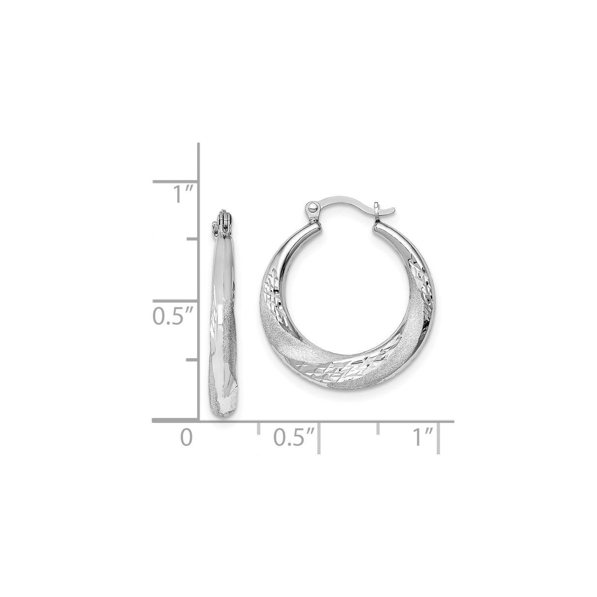 Sterling Silver Hoop Earrings with Twisted Swirl Design and Diamond Cut Finish