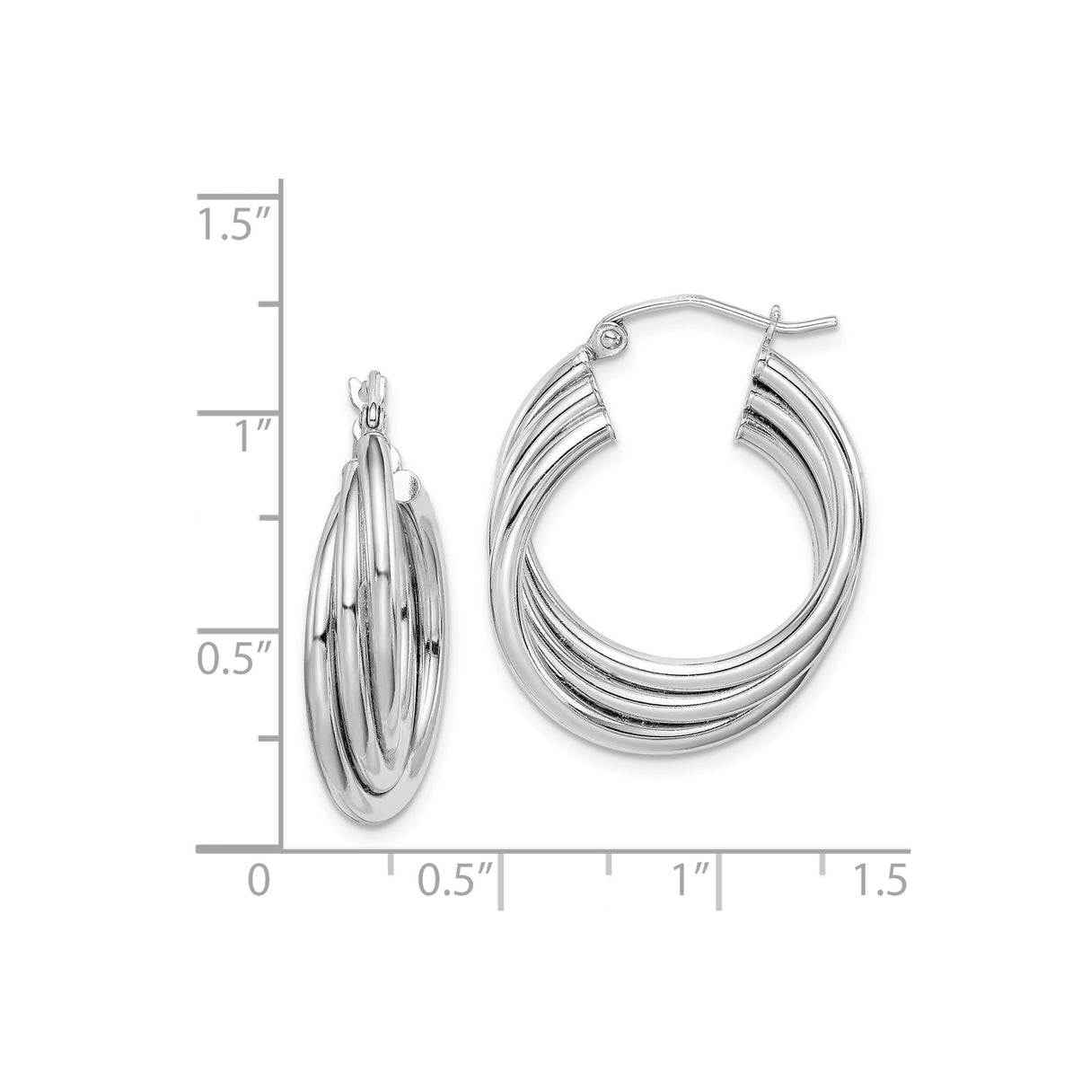 Sterling Silver Hoop Earrings, Medium Intertwined Twist Design for Women