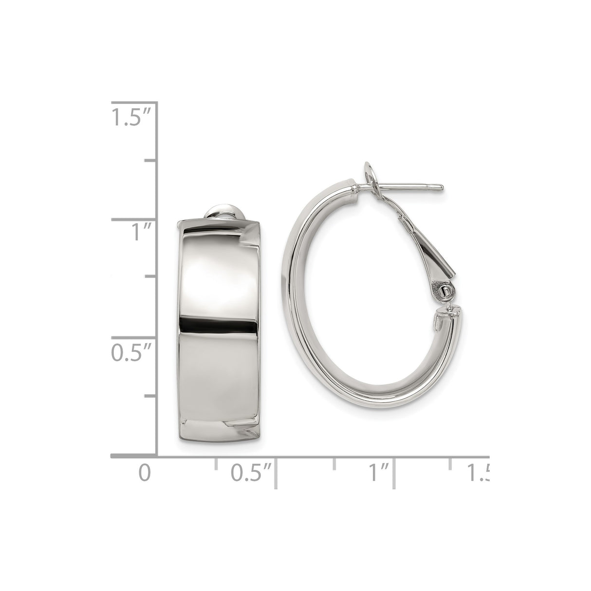 Sterling Silver Hoop Earrings, Wide High-Polish Finish, Minimalist Hinged Design for Women