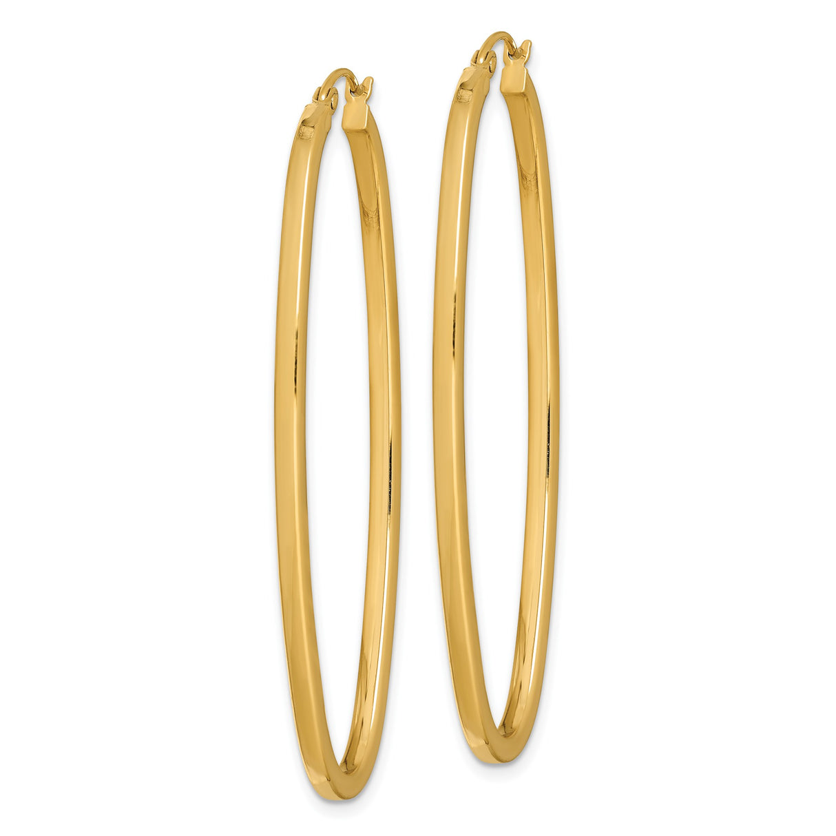 Sterling Silver Gold Plated Oval Hoop Earrings, Sleek Minimalist Lightweight Design for Women