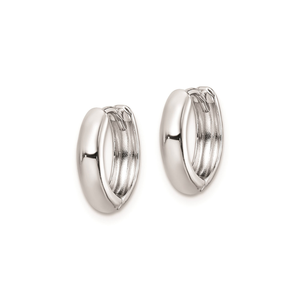 Sterling Silver Hoop Earrings, Minimalist Hinged Huggie Design, Unisex Polished Finish Jewelry