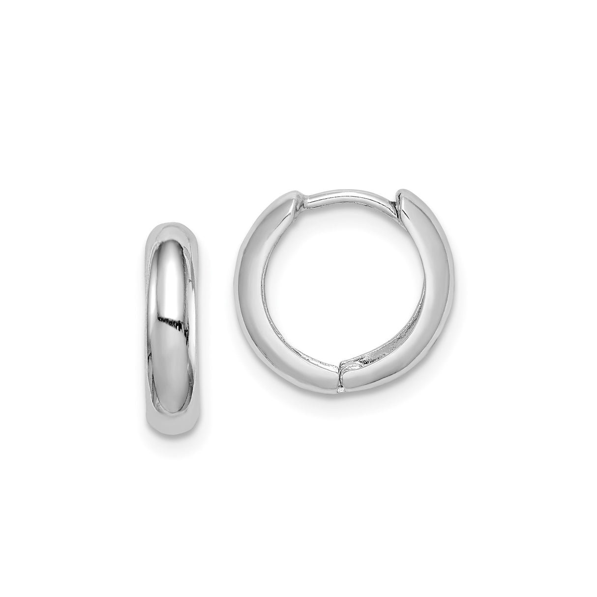 Sterling Silver Hoop Earrings, Minimalist Hinged Huggie Design, Unisex Polished Finish Jewelry