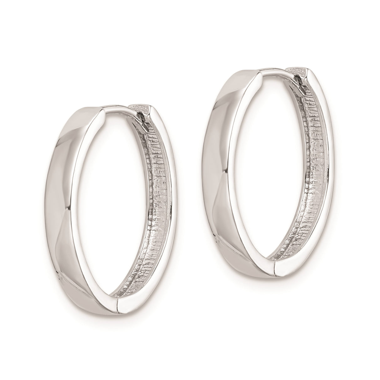 Sterling Silver Hoop Earrings, Medium Minimalist Polished Design, Unisex Hinged Closure