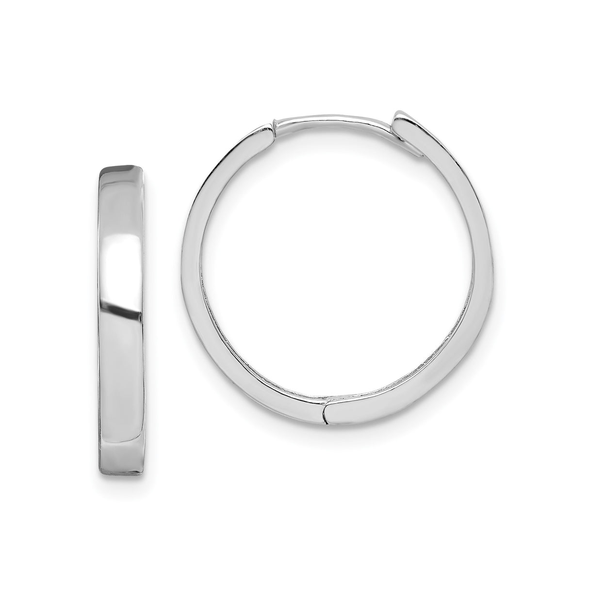 Sterling Silver Hoop Earrings, Medium Minimalist Polished Design, Unisex Hinged Closure