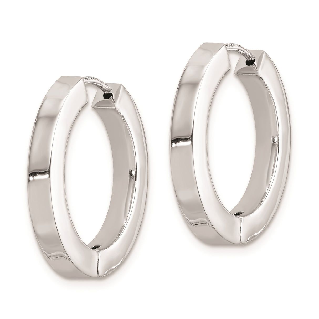 Sterling Silver Hoop Earrings, Polished Round Design with Hinged Closure, Unisex Medium Size
