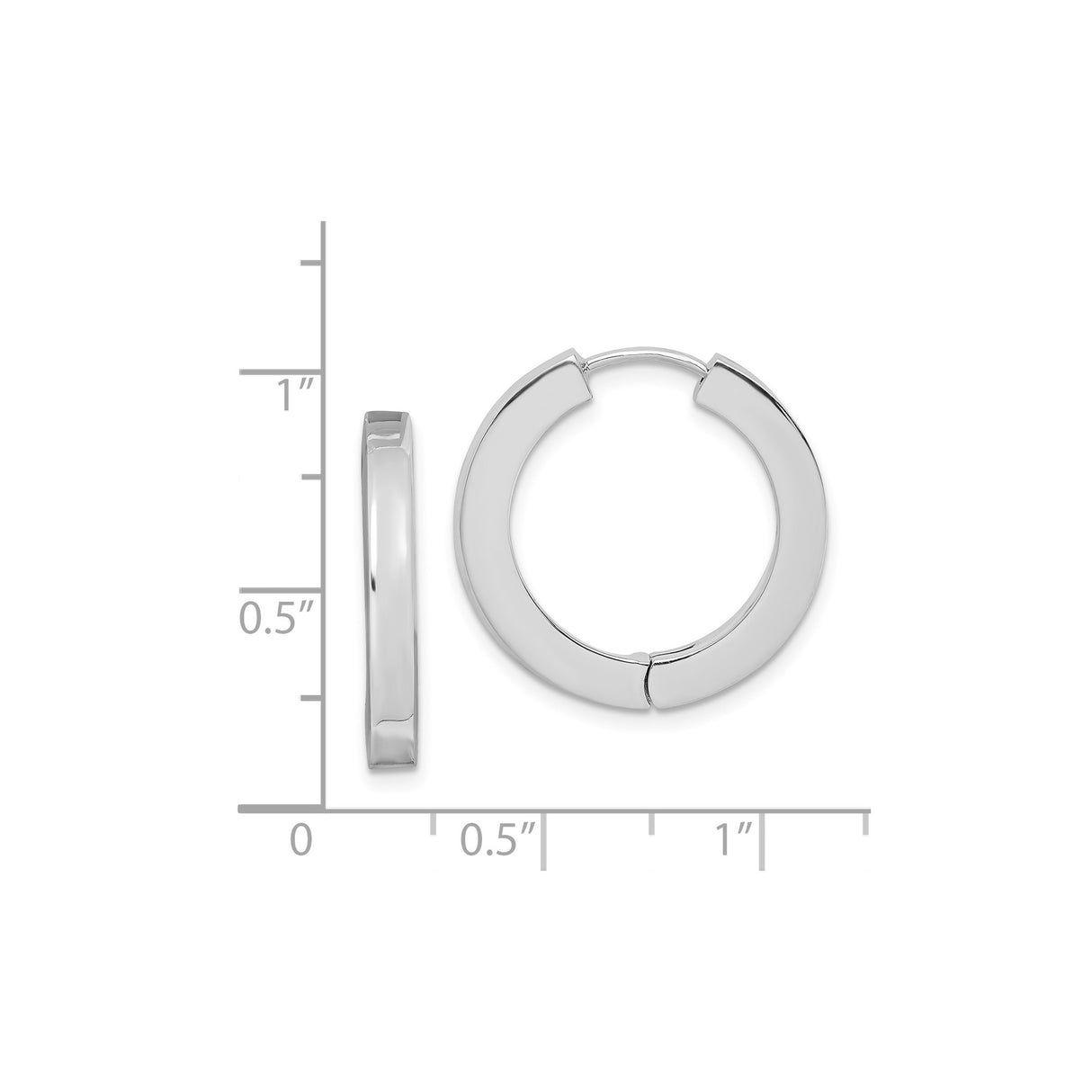 Sterling Silver Hoop Earrings, Polished Round Design with Hinged Closure, Unisex Medium Size