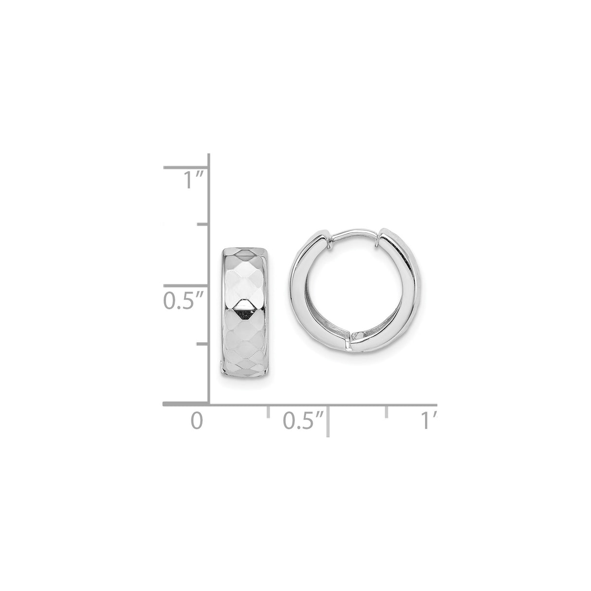 Sterling Silver Hoop Earrings, Diamond-Cut Faceted Hinged Hoops with Polished Finish