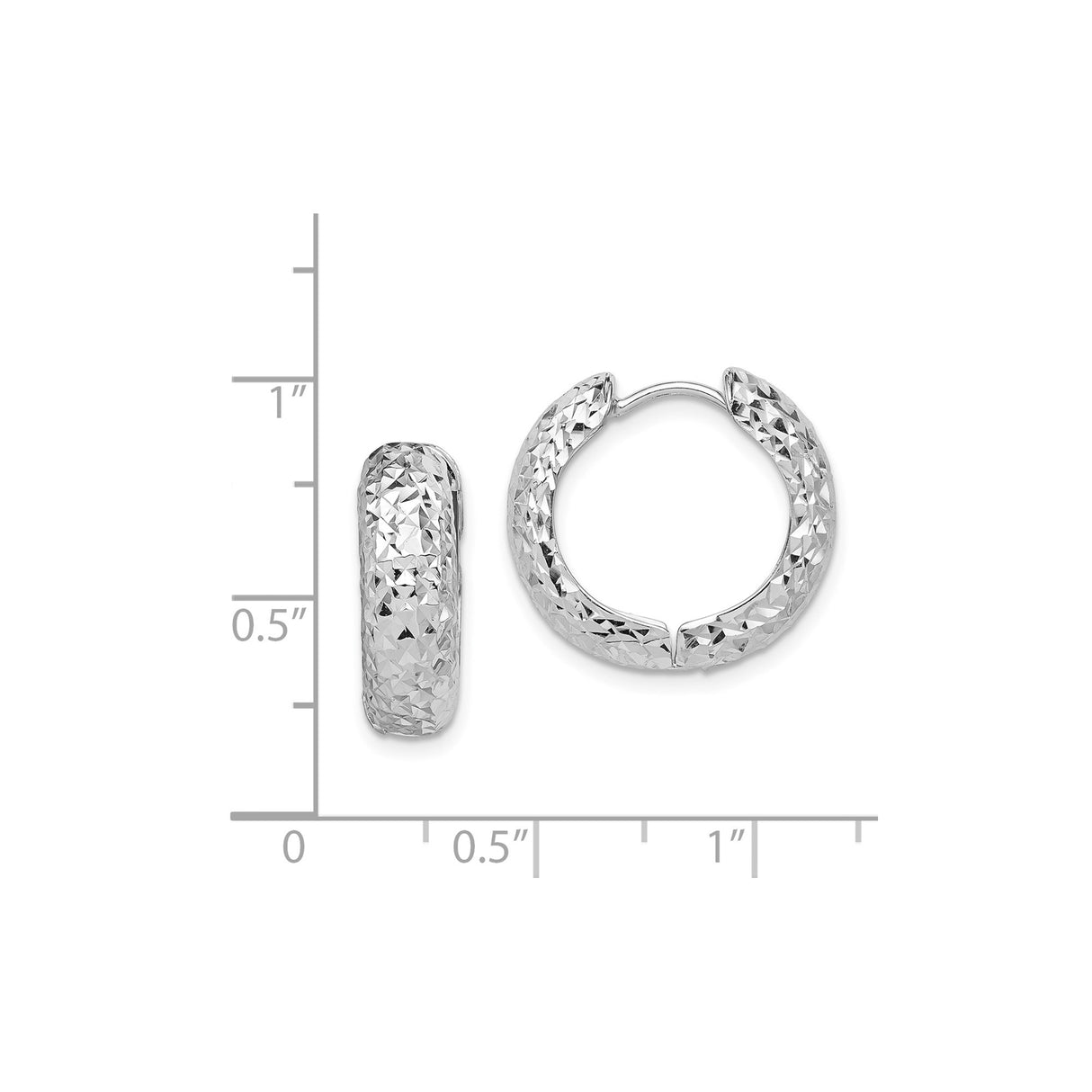 Sterling Silver Hoop Earrings, Diamond-Cut Chunky Textured Design, Bold Modern Statement Style