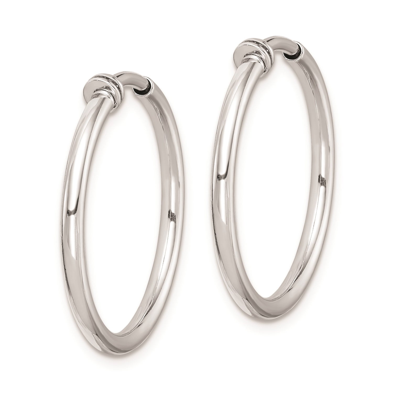 Sterling Silver Hoop Earrings, Lightweight Polished Circular Design with Latch Closure