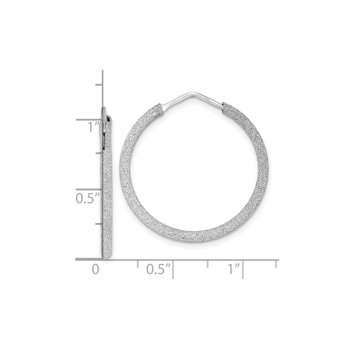 Sterling Silver Hoop Earrings, Glitter Textured Endless Hoops, Modern Minimalist Style for Women