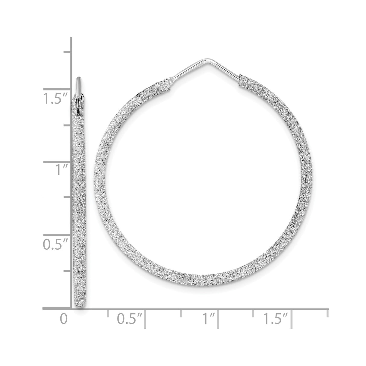 Sterling Silver Hoop Earrings with Stardust Finish, Lightweight Textured Round Design for Women