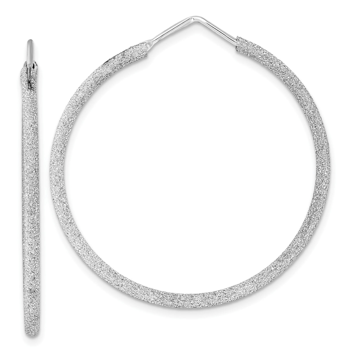 Sterling Silver Hoop Earrings with Stardust Finish, Lightweight Textured Round Design for Women