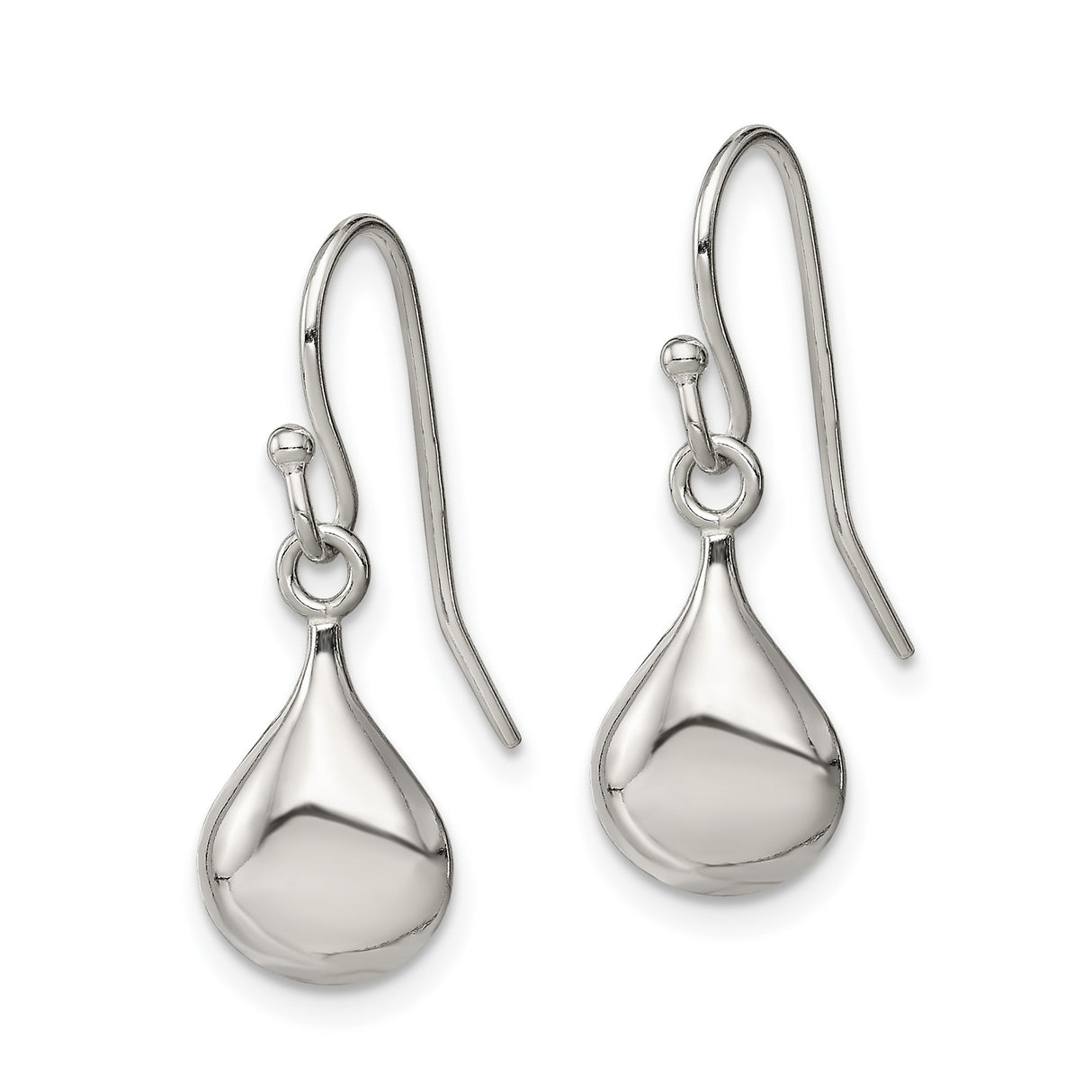Sterling Silver Teardrop Dangle Earrings, Polished Minimalist Long Drop Design for Women