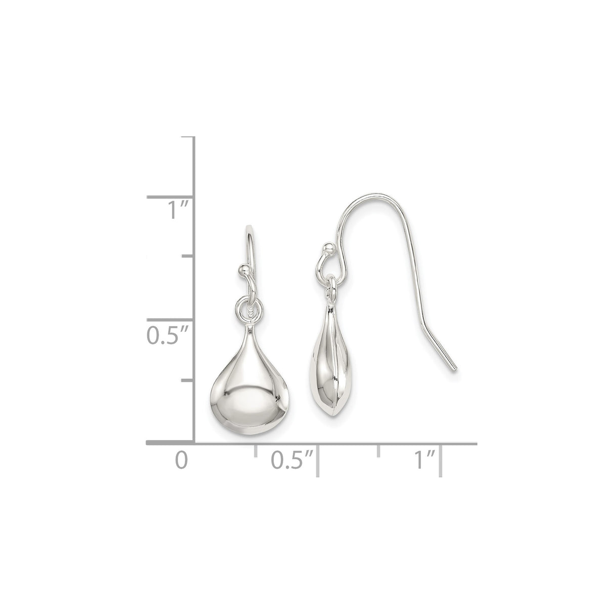 Sterling Silver Teardrop Dangle Earrings, Polished Minimalist Long Drop Design for Women