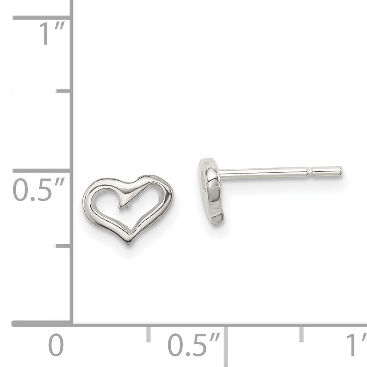 Sterling Silver Open Heart Stud Earrings, Minimalist Romantic Design for Women