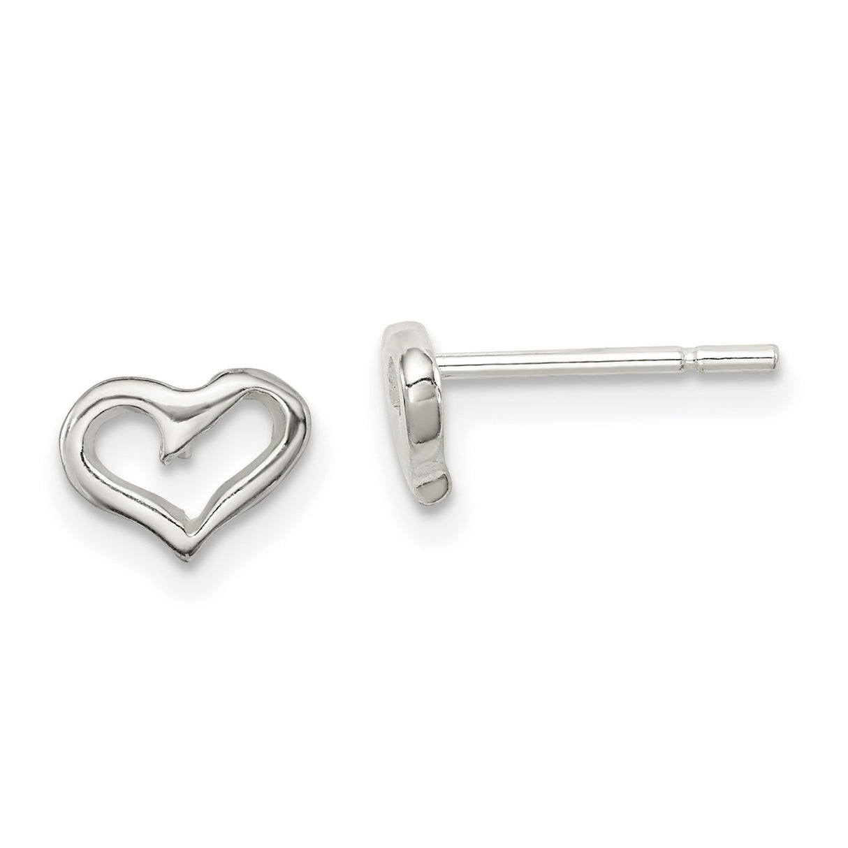 Sterling Silver Open Heart Stud Earrings, Minimalist Romantic Design for Women
