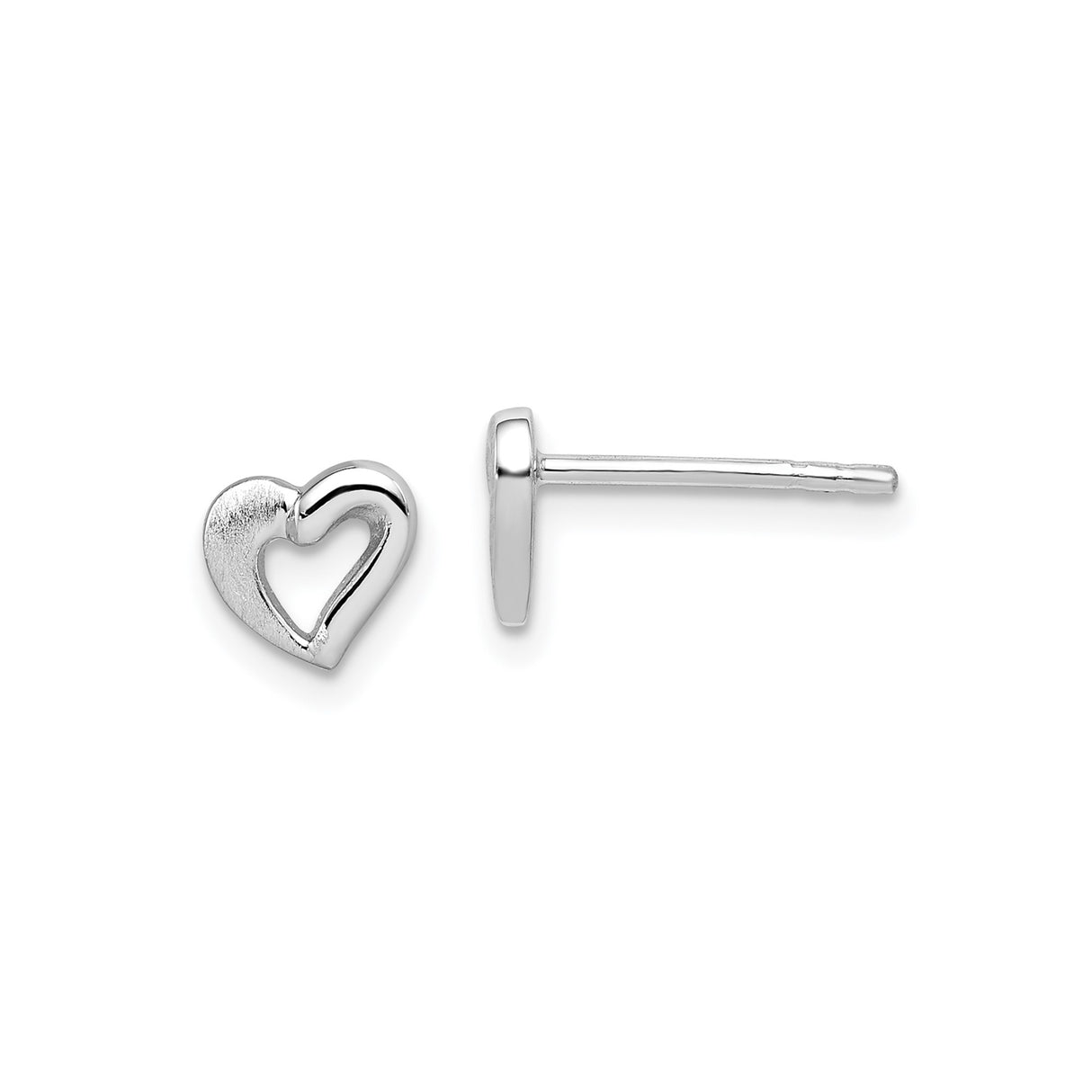 Sterling Silver Heart Stud Earrings, Lightweight Hollow Design, Minimalist Romantic Style