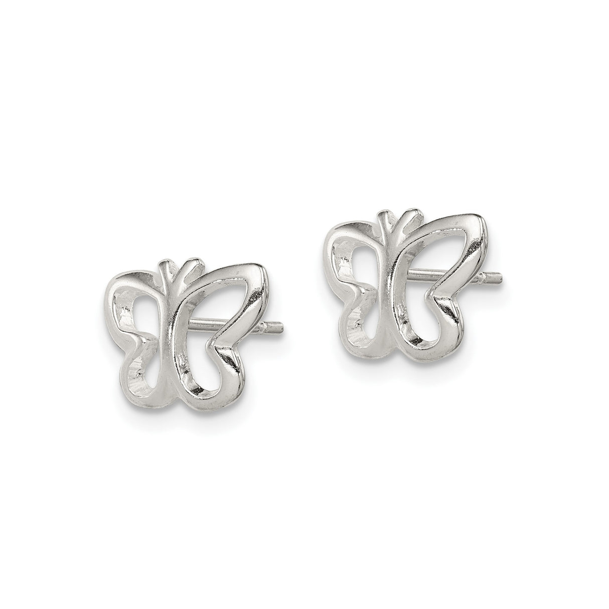 Sterling Silver Butterfly Stud Earrings with Openwork Design, Lightweight and Minimalist Style