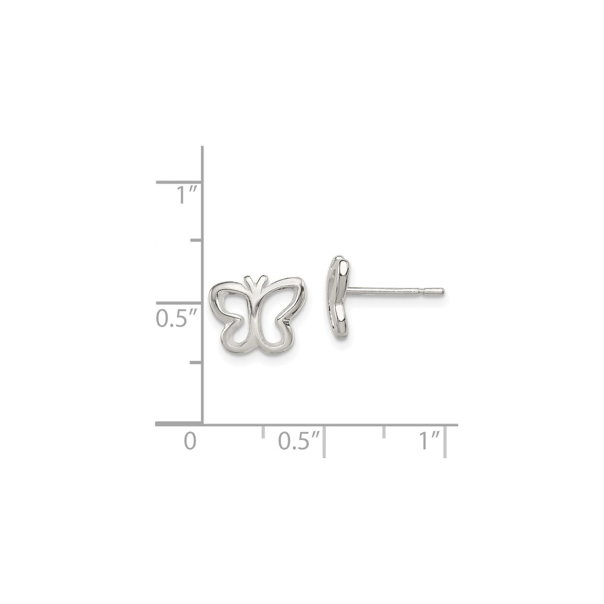 Sterling Silver Butterfly Stud Earrings with Openwork Design, Lightweight and Minimalist Style