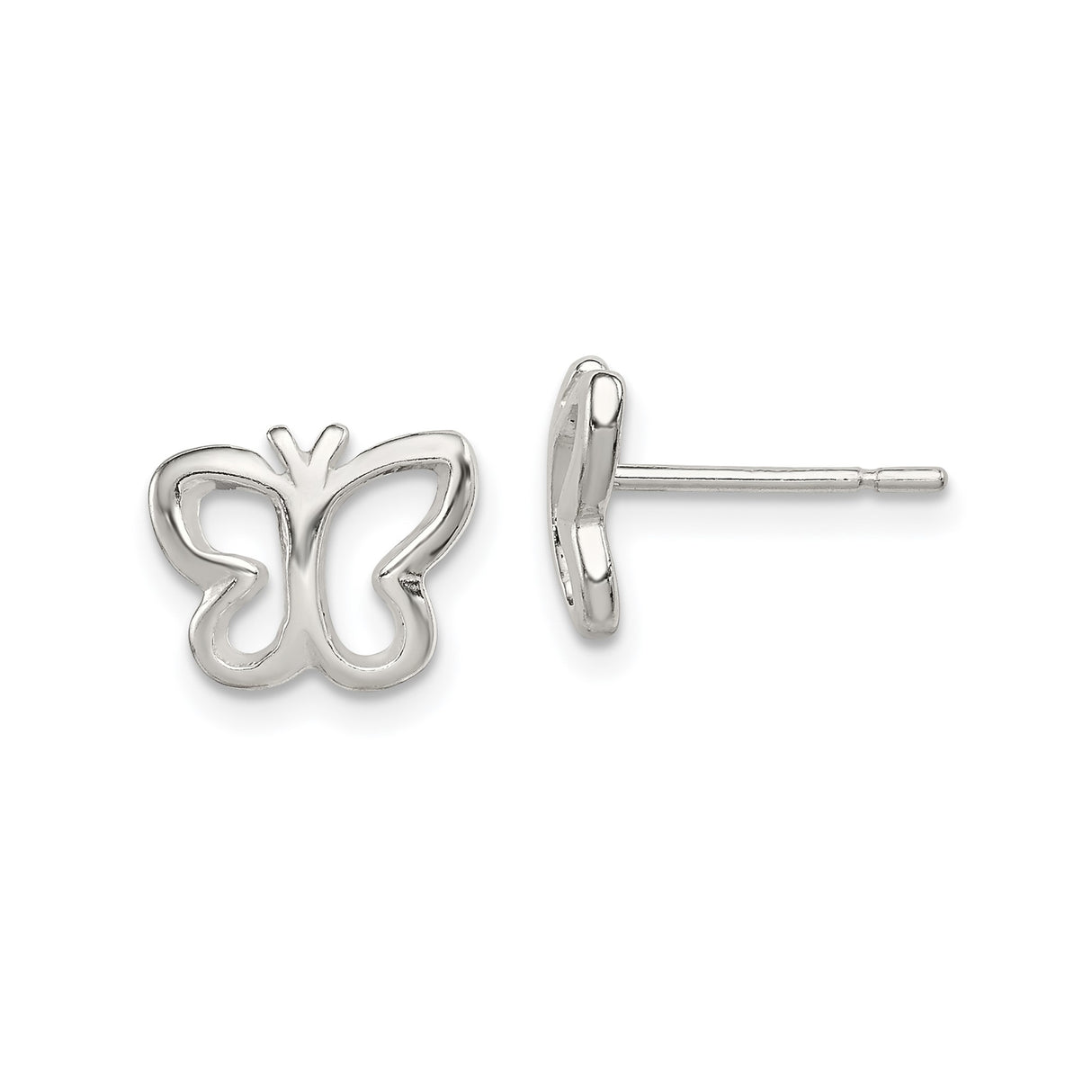 Sterling Silver Butterfly Stud Earrings with Openwork Design, Lightweight and Minimalist Style