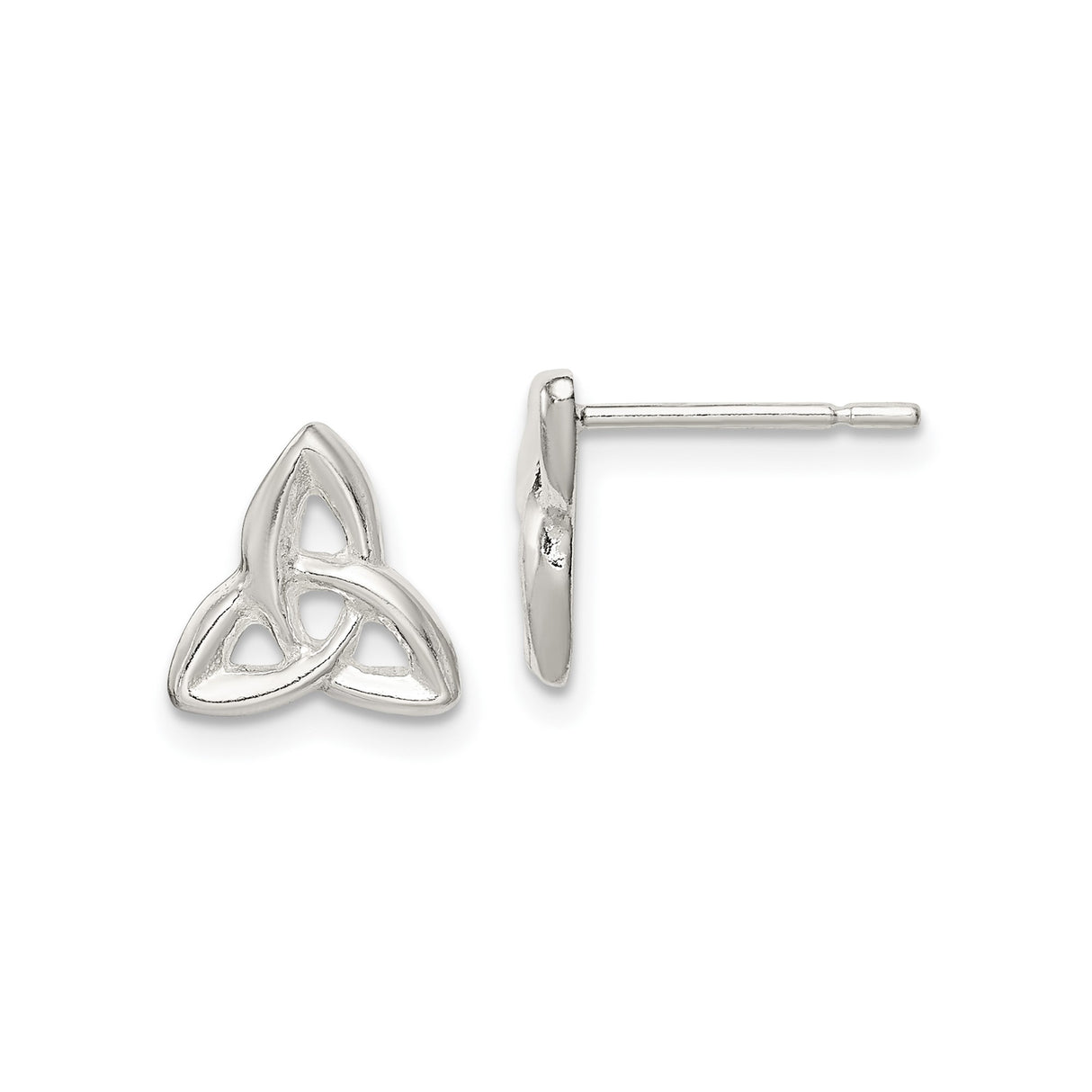 Sterling Silver Celtic Trinity Knot Stud Earrings, Interlaced Irish Heritage Design
