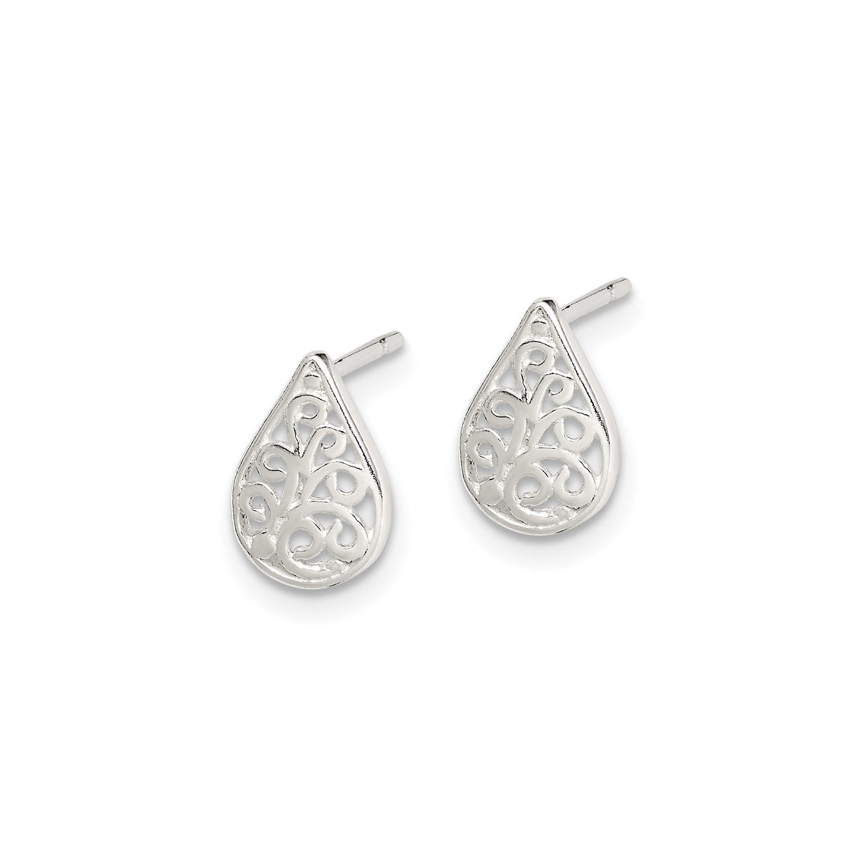 Sterling Silver Teardrop Stud Earrings with Openwork Tree of Life Design for Women