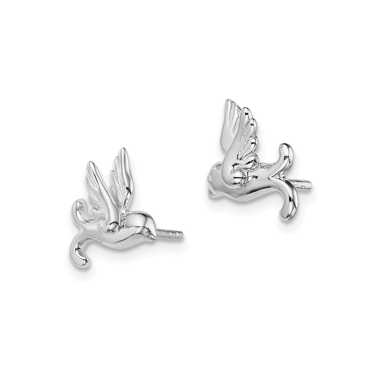 Sterling Silver Dove Stud Earrings with Flying Bird Design, Christian Spiritual Jewelry for Women