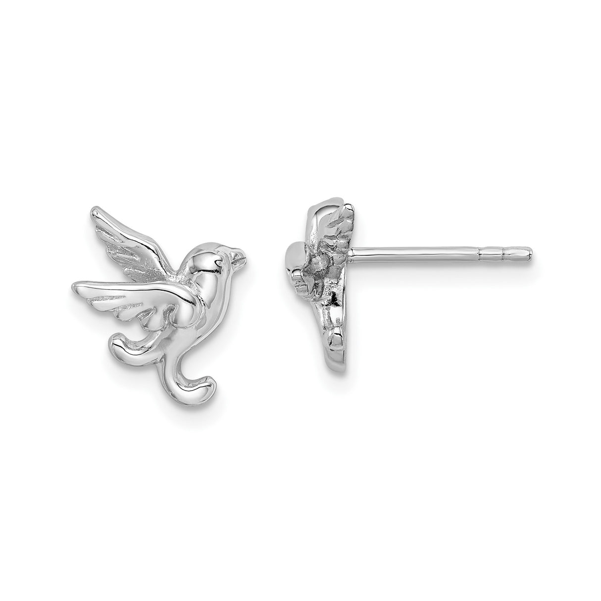 Sterling Silver Dove Stud Earrings with Flying Bird Design, Christian Spiritual Jewelry for Women