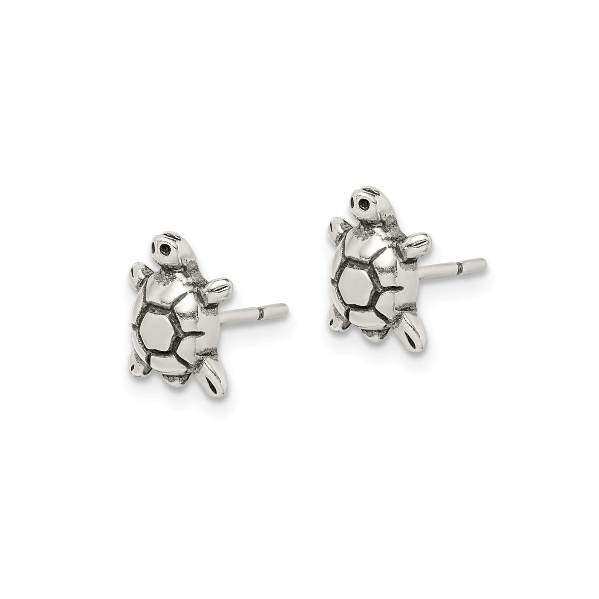 Sterling Silver Sea Turtle Stud Earrings, Detailed Ocean-Inspired Design for Women and Girls