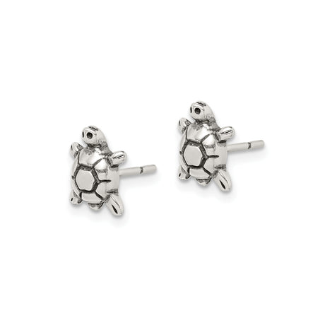 Sterling Silver Sea Turtle Stud Earrings, Detailed Ocean-Inspired Design for Women and Girls