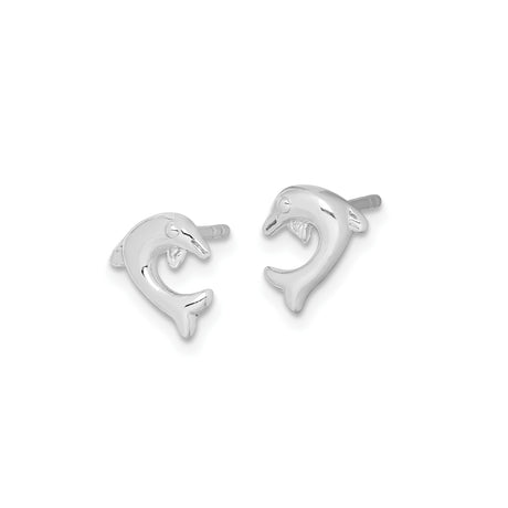 Sterling Silver Dolphin Stud Earrings, Playful Ocean-Inspired Design for Women and Girls